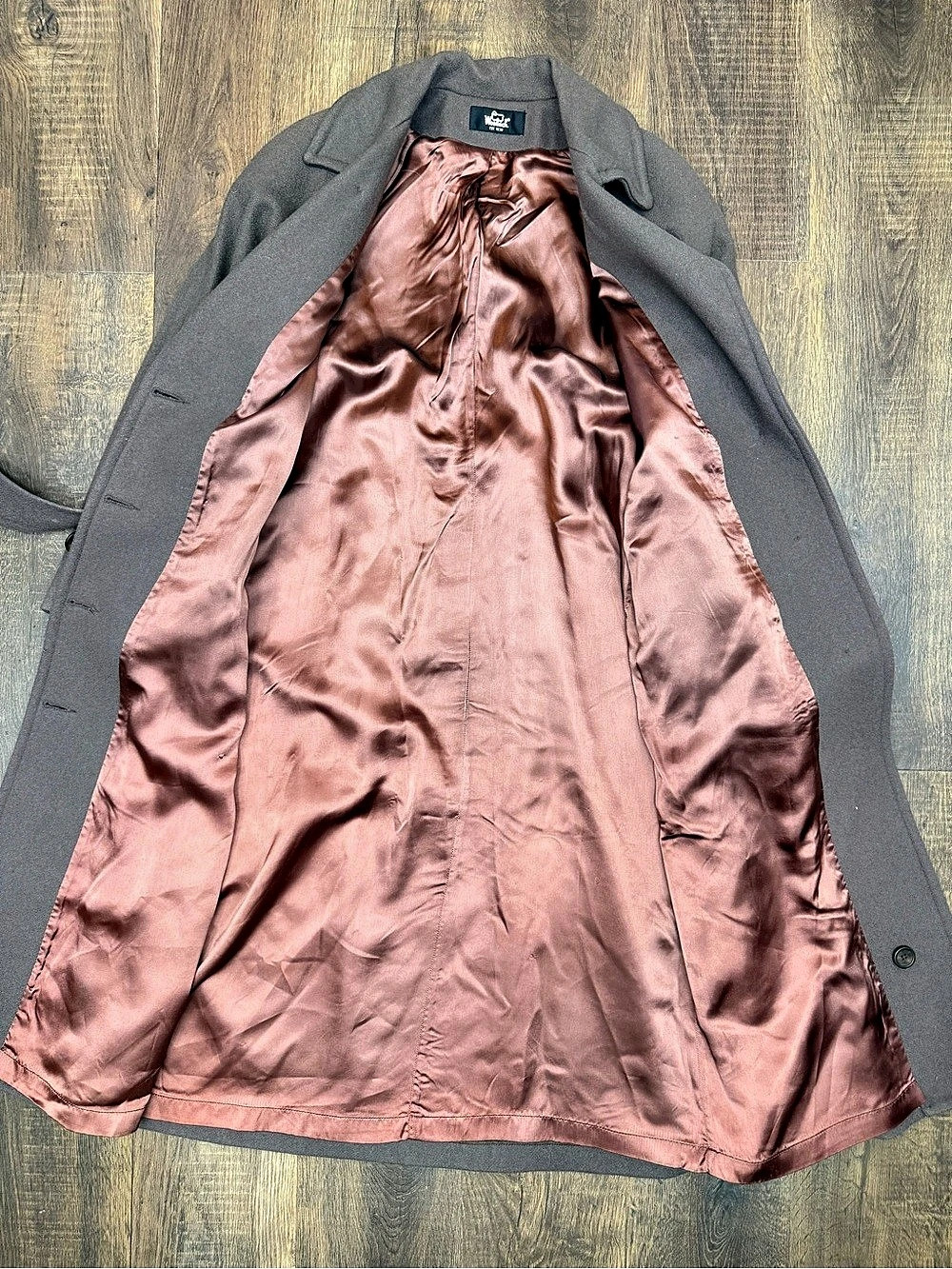 Woolrich Wool Trench Coat in Brown Size Medium - Picture 4 of 7